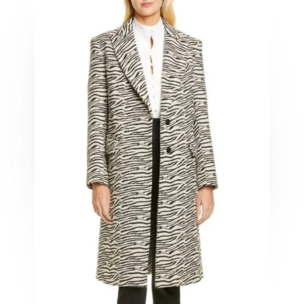 Smythe Zebra Print Peaked Lapel Coat